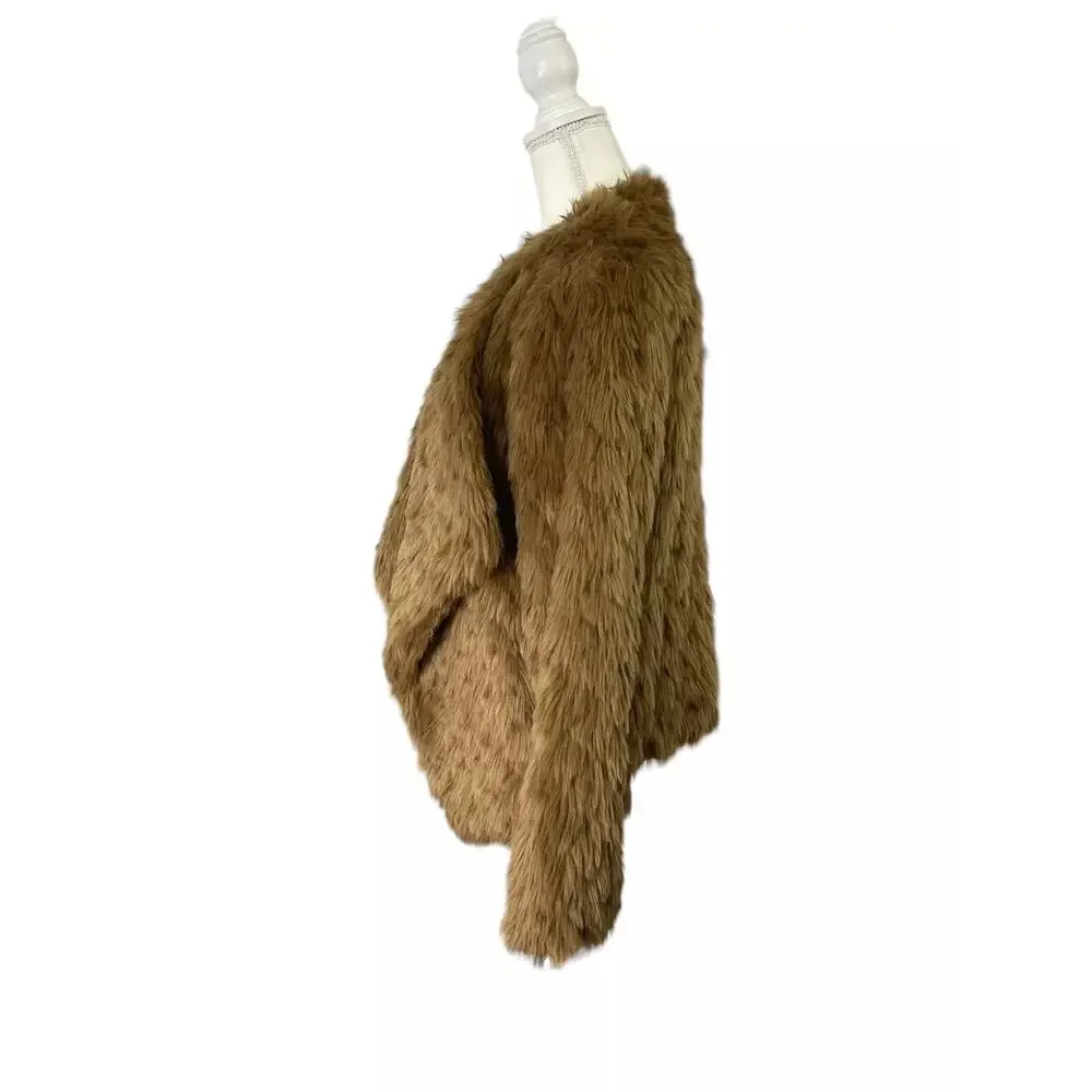 BB Dakota by Steve Madden Shag Faux Fur Taupe Jacket Coat Size Large - NWOT - Picture 4 of 12